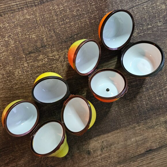 RARE! Set of 4 Halcyon Days Vintage Enamel Bonbonnieres Orange Apple Lemon Pear - Picture 5 of 10